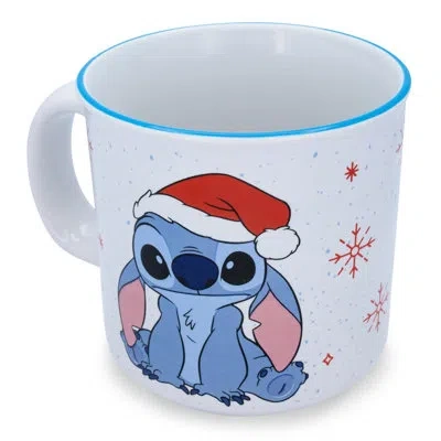 Silver Buffalo Disney Lilo & Stitch Santa Hat Ceramic Camper Mug | Holds 20 Ounces In Blue;white;red