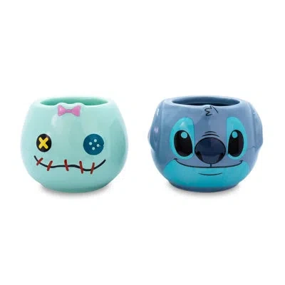 Silver Buffalo Disney Lilo & Stitch Scrump And Stitch Sculpted Ceramic Mini Mugs | Set Of 2 In Blue;green