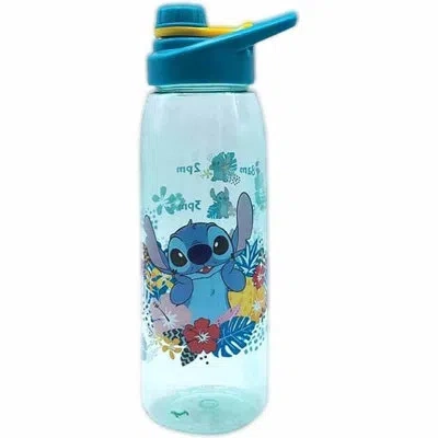 Silver Buffalo Disney Lilo And Stitch Tropical 28 Oz. Plastic Water Bottle In Blue