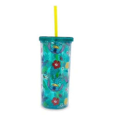Silver Buffalo Disney Lilo & Stitch Tropical Summer Icons Carnival Cup With Lid And Straw In Blue;yellow;purple