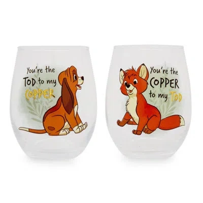 Silver Buffalo Disney The Fox And The Hound 2 Piece 20 Oz. Drinking Glass Set In Brown;red