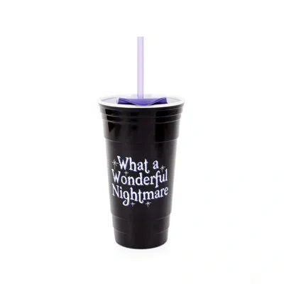 Silver Buffalo Disney The Nightmare Before Christmas 32 Oz. Travel Tumbler With Straw In Black,white