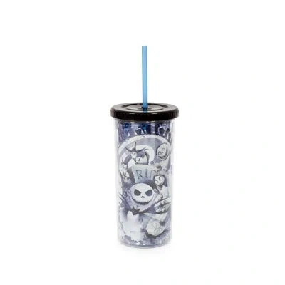 Silver Buffalo Disney The Nightmare Before Christmas Carnival Cup W/ Lid And Straw | 20 Ounces In Blue;black;gray