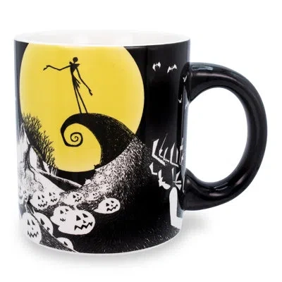 Silver Buffalo Disney The Nightmare Before Christmas Ceramic Mug With 3d Jack Sculpt Inside In Black;white;yellow