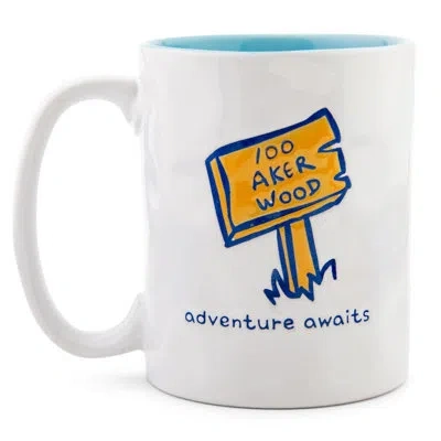 Silver Buffalo Disney Winnie The Pooh "adventure Awaits" Pottery Ceramic Mug | Holds 16 Ounces In Blue;white;yellow