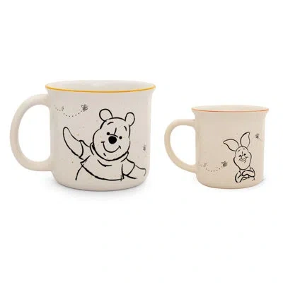 Silver Buffalo Disney Winnie The Pooh And Piglet Ceramic Camper Mugs | Set Of 2 In Black;white;orange