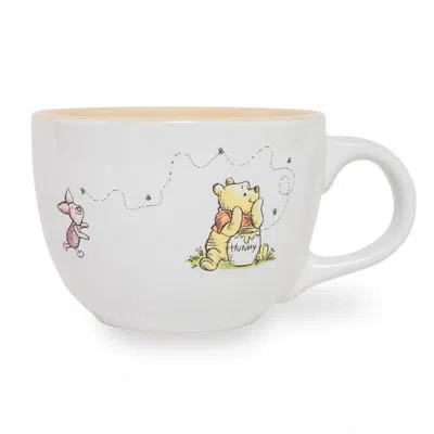 Silver Buffalo Disney Winnie The Pooh But First Hunny Ceramic Soup Mug | Holds 24 Ounces In White;yellow;pink
