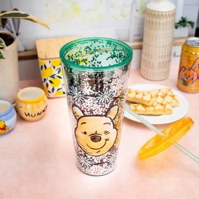 Silver Buffalo Disney Winnie The Pooh Confetti Carnival Cup With Lid And Straw | Hold 32 Ounces In Blue