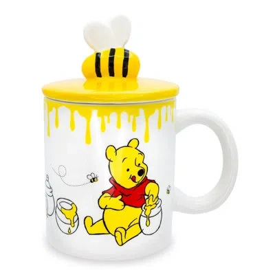 Silver Buffalo Disney Winnie The Pooh Hunny Pot Ceramic Mug With Lid | Holds 18 Ounces In White;yellow