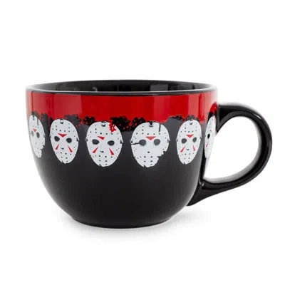 Silver Buffalo Friday The 13th Jason Mask Legacy Ceramic Soup Mug | Holds 24 Ounces In Black;red