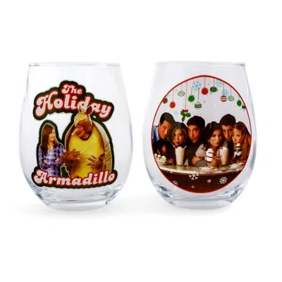 Silver Buffalo Friends Holiday 2 Piece 20 Oz. Drinking Glass Set In Blue;red;yellow