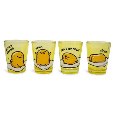 Silver Buffalo Gudetama Sleepy 4 Piece 1.5 Oz. Shot Glass Set In Yellow