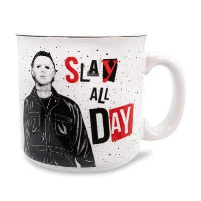 Silver Buffalo Halloween Ii "slay All Day" Ceramic Camper Mug | Holds 20 Ounces In Black;white;red