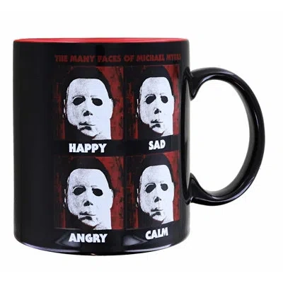 Silver Buffalo Halloween Many Faces Of Michael Myers 20 Ounce Ceramic Mug In Black;white