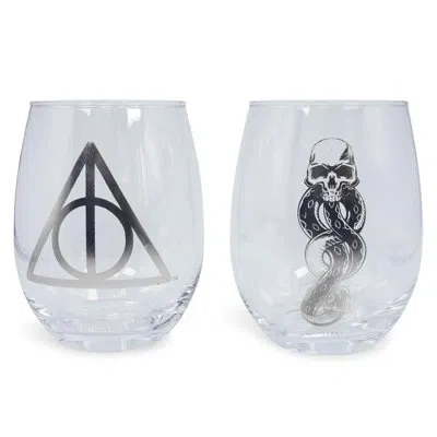 Silver Buffalo Harry Potter 2 Piece 20 Oz. Stemless Wine Glass Set In Clear