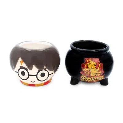 Silver Buffalo Harry Potter Chibi Harry & Cauldron Sculpted Ceramic Mini Mugs | Set Of 2 In Black;gray;yellow
