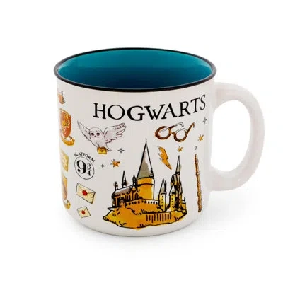 Silver Buffalo Harry Potter Hogwarts All Over Icons Destination Ceramic Camper Mug | Holds 20 Ounces In Black;white;yellow