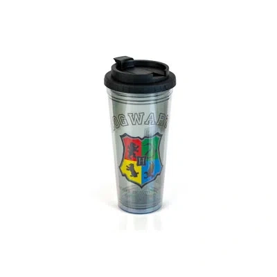 Silver Buffalo Harry Potter Hogwarts Crest 24 Oz. Travel Mug In Black