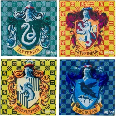 Silver Buffalo Harry Potter House 4 Piece Glass Coaster Set In Multicolor