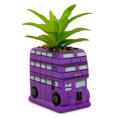 Silver Buffalo Harry Potter Knight Bus 3-inch Ceramic Mini Planter With Artificial Succulent