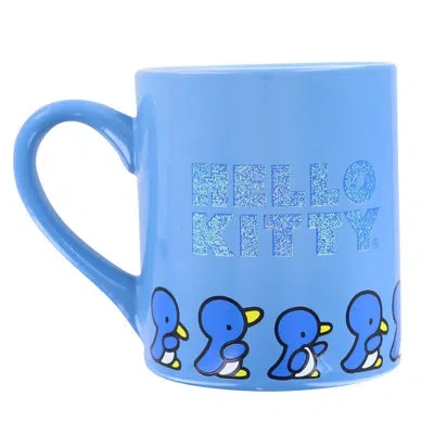 Silver Buffalo Hello Kitty 14 Ounce Ceramic Glitter Mug In Blue;white;yellow