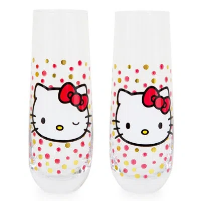 Silver Buffalo Hello Kitty 2 Piece Glassware Set In Red;pink
