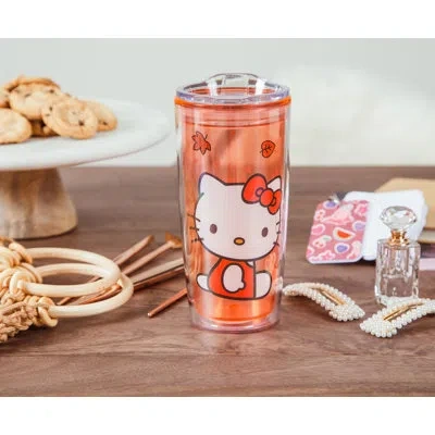 Silver Buffalo Hello Kitty 20 Oz. Insulated Travel Tumbler In Red