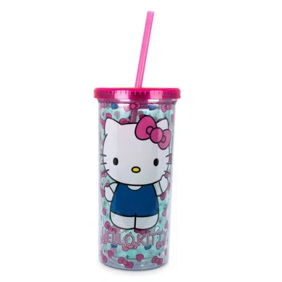 Silver Buffalo Hello Kitty Bows And Hearts Carnival Cup With Lid And Straw | Holds 20 Ounces In Blue;white;pink