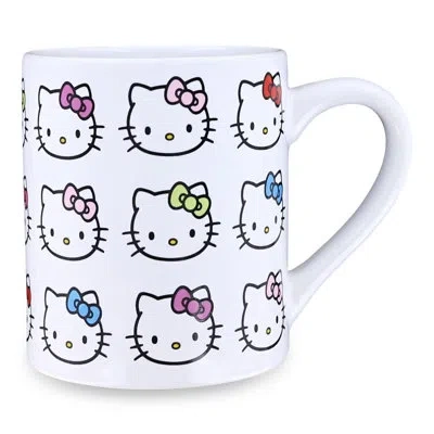 Silver Buffalo Hello Kitty Faces And Bows 14oz Ceramic Mug In White;pink