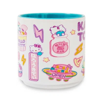 Silver Buffalo Hello Kitty "kawaii Tokyo" Allover Icons Ceramic Stacking Mug | Holds 13 Ounces In White;pink;orange