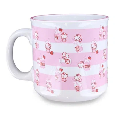 Silver Buffalo Hello Kitty Milk Bottle Toss 20oz Ceramic Camper Mug In White;pink