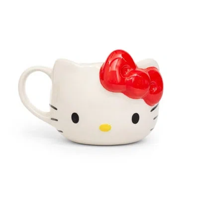 Silver Buffalo Hello Kitty Red Bow Ceramic 3d Molded Mug | Holds 22 Ounces In Red;yellow;cream