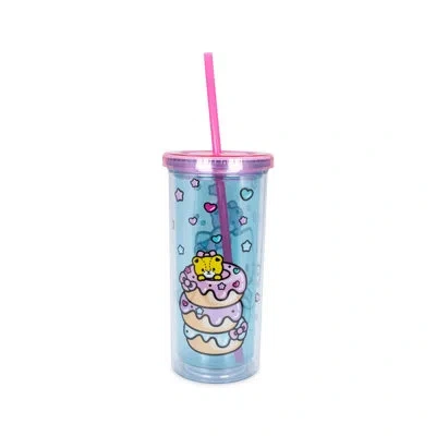 Silver Buffalo Hello Kitty Stacked Donuts 20 Oz. Travel Tumbler With Straw In Blue;pink