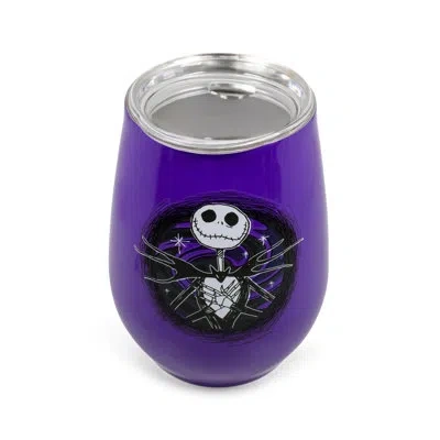 Silver Buffalo Jack Skellington 10 Oz. Stainless Steel Wine Tumbler In Black;purple