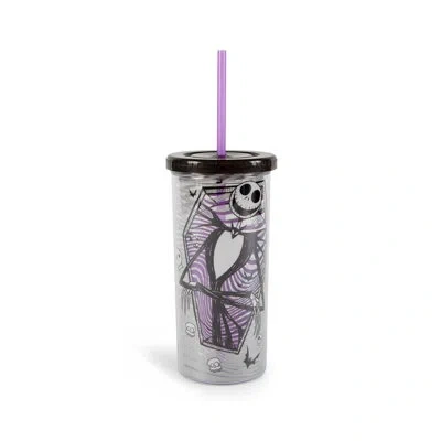 Silver Buffalo Jack Skellington 20 Oz. Insulated Travel Tumbler In Black;gray