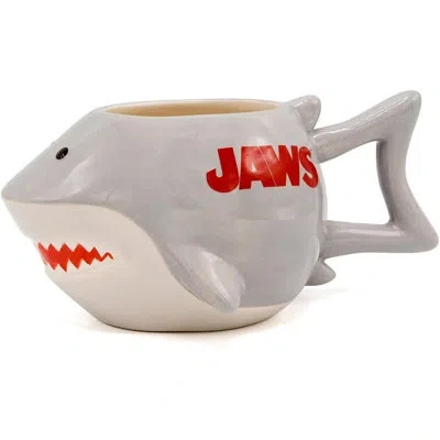 Silver Buffalo Jaws Shark Coffee Mug In Gray;red