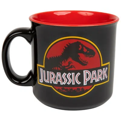 Silver Buffalo Jurassic Park Logo 20oz Ceramic Camper Mug In Black;red