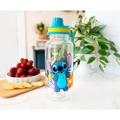 Silver Buffalo Lilo & Stitch Flowers 32oz Water Bottle In Blue;orange;purple
