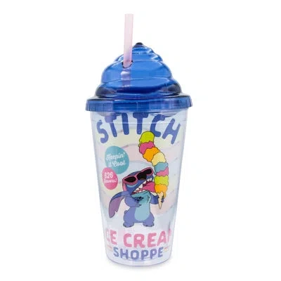 Silver Buffalo Lilo & Stitch Ice Cream Shoppe 16 Oz. Travel Tumbler With Straw In Blue;pink