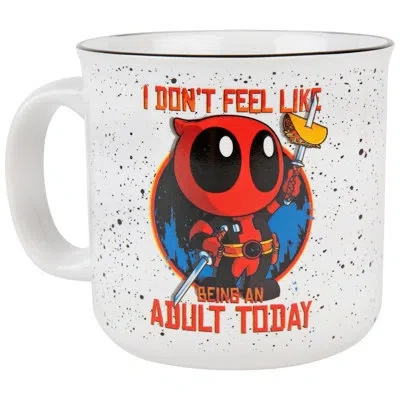 Silver Buffalo Marvel Deadpool Don''t Feel Like An Adult Today 20oz Ceramic Camper Mug In Black;white;red