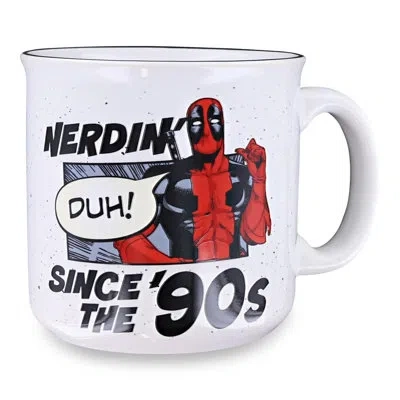 Silver Buffalo Marvel Deadpool Nerdin Since The 90s 20oz Ceramic Camper Mug In Black;white;red