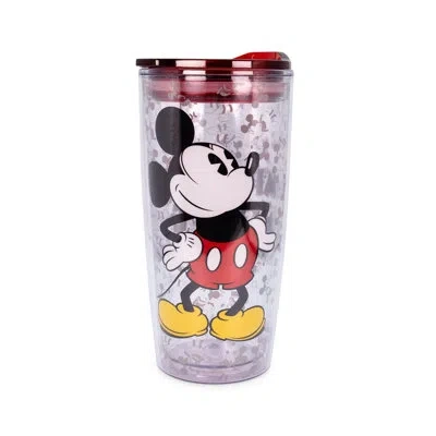 Silver Buffalo Mickey Mouse 20 Oz. Double Wall Travel Tumbler In Black;red