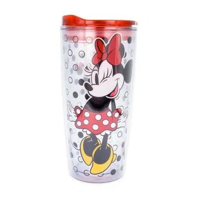 Silver Buffalo Minnie Mouse 20oz Travel Tumbler In Black;red;yellow