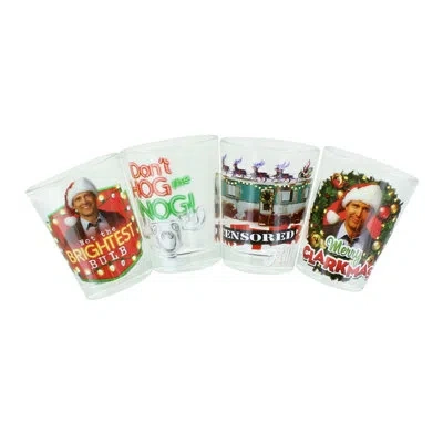 Silver Buffalo National Lampoons Christmas Vacation 4 Piece 1.5 Oz. Shot Glass Set In Green;red