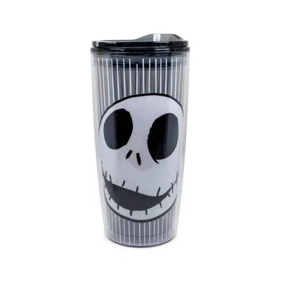 Silver Buffalo Nightmare Before Jack Face 20oz Double Wall Travel Tumbler In Black;gray