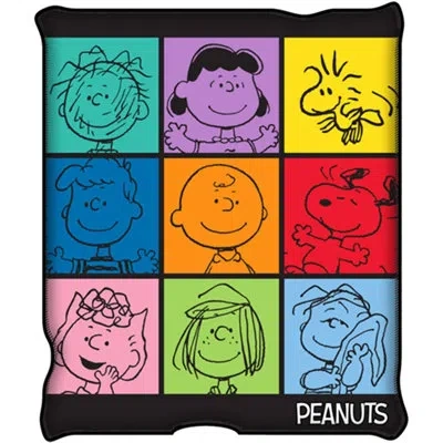 Silver Buffalo Peanuts Character Grid Throw In Blue;red;purple