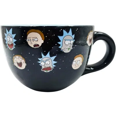 Silver Buffalo Rick And Morty Faces 24-ounce Ceramic Coffee Mug In Black