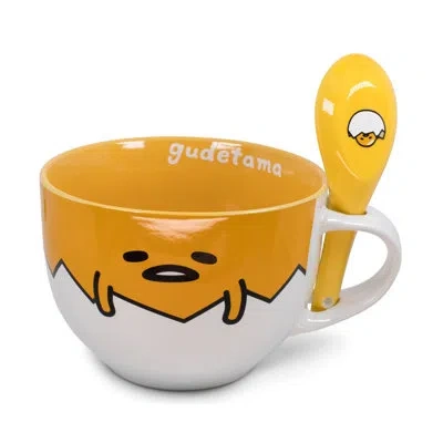 Silver Buffalo Sanrio Gudetama Ceramic Soup Mug With Spoon | Holds 24 Ounces In Black;yellow