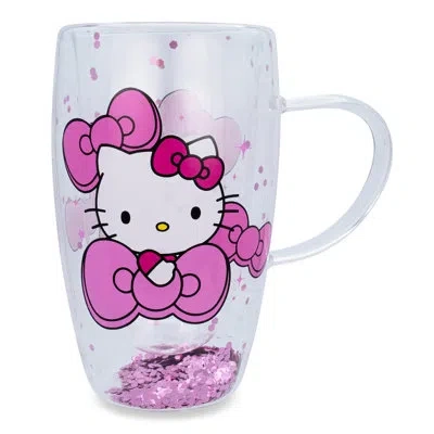 Silver Buffalo Sanrio Hello Kitty Bows And Stars Confetti Glass Mug | Holds 15 Ounces In White;pink