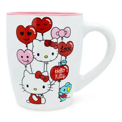 Silver Buffalo Sanrio Hello Kitty Heart Balloons Ceramic Latte Mug | Holds 25 Ounces In White;red